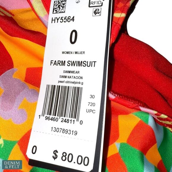 Adidas x FARM Rio One-Piece Swimsuit Pearl Citrine Multicolor Size 0 NEW/NWT!! - Picture 16 of 16